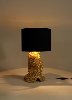 Red Earth Table Lamp in Brass & Linen, Viya by Vikram Goyal