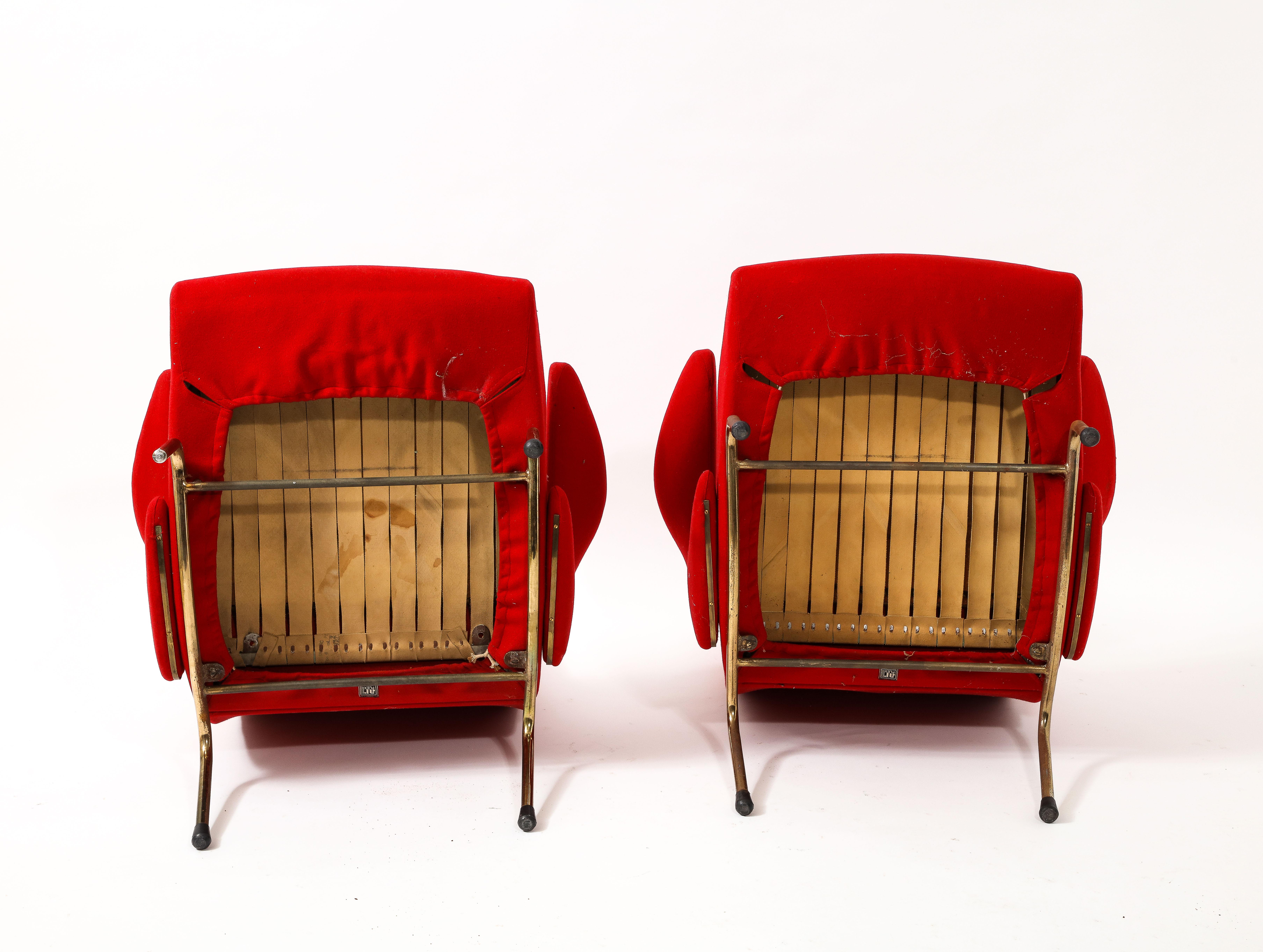  Red Eberto Carboni Delfino Armchairs, Italy 1950s For Sale 11