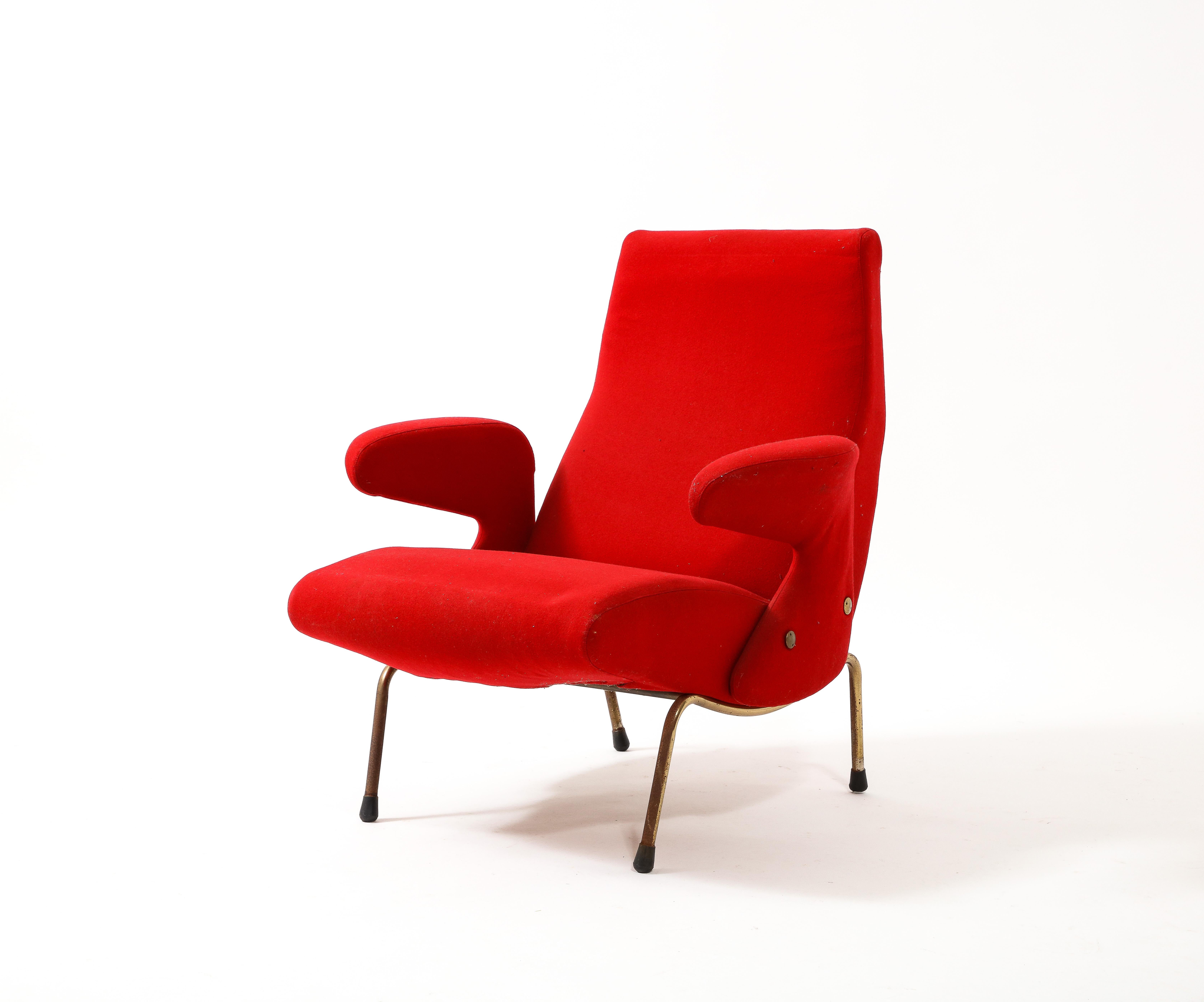  Rote Eberto Carboni Delfino-Sessel, Italien 1950er Jahre (Moderne der Mitte des Jahrhunderts) im Angebot