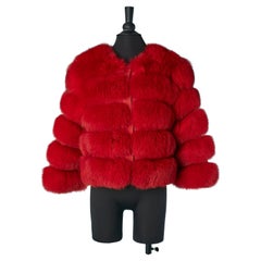 Red edge to edge fur jacket