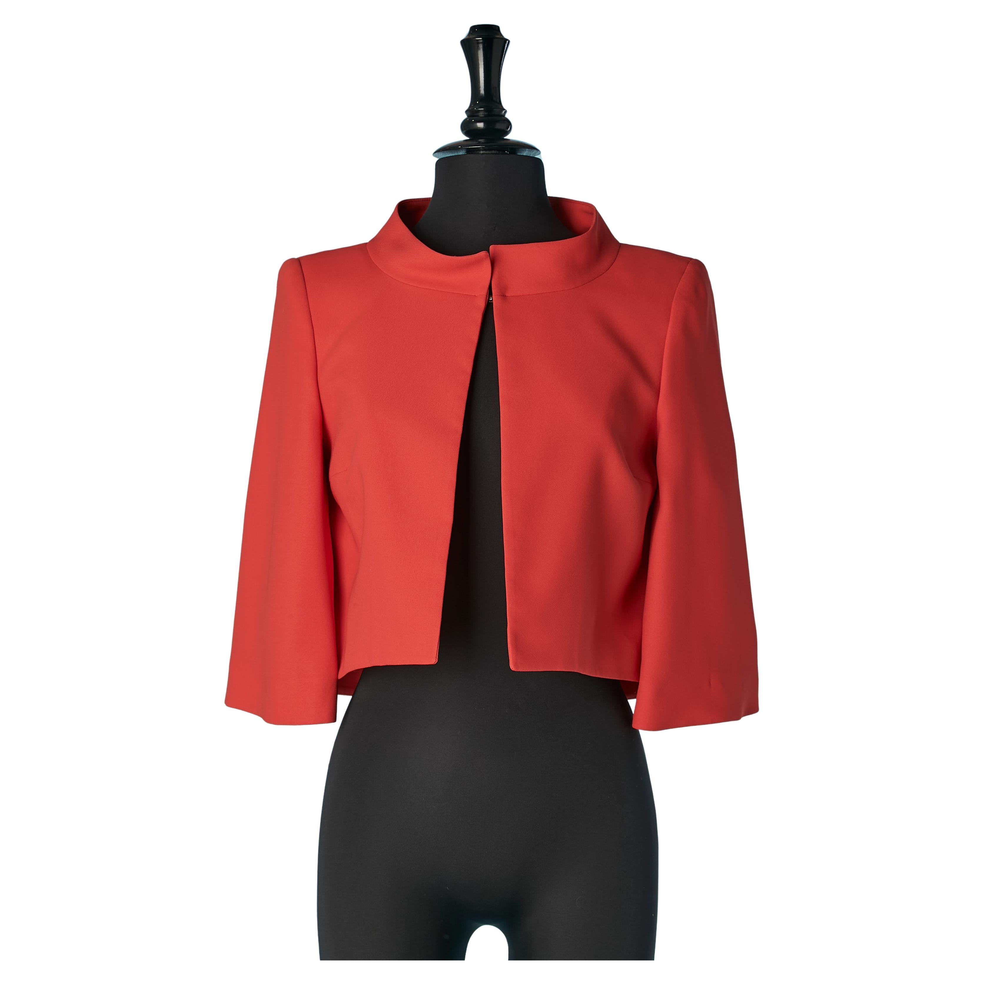 Red edge to edge short jacket Gai Mattiolo The red Carpet  For Sale