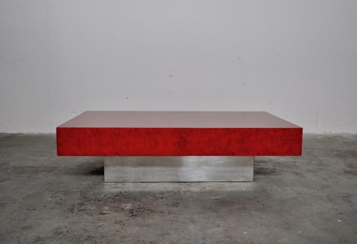 Italian Red Elm Root Coffee Table Alfeo by Willy Rizzo for Mario Sabot, Italy, 1970s For Sale