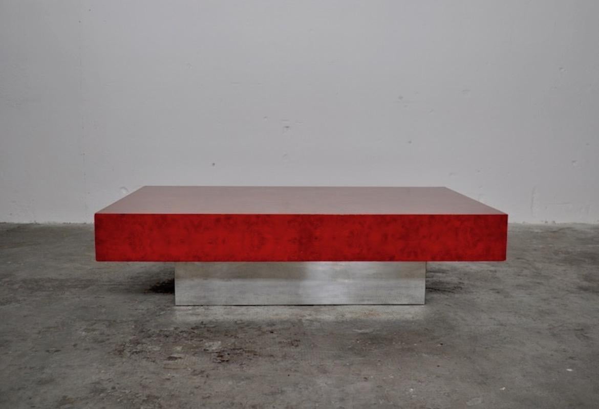 Late 20th Century Red Elm Root Coffee Table Alfeo by Willy Rizzo for Mario Sabot, Italy, 1970s For Sale