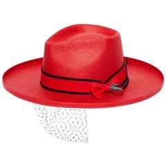 Red embellished handmade hat NWOT