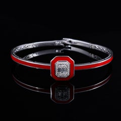 MEGHNA JEWELS Bracciale con smalto rosso e diamanti in oro bianco 14 carati