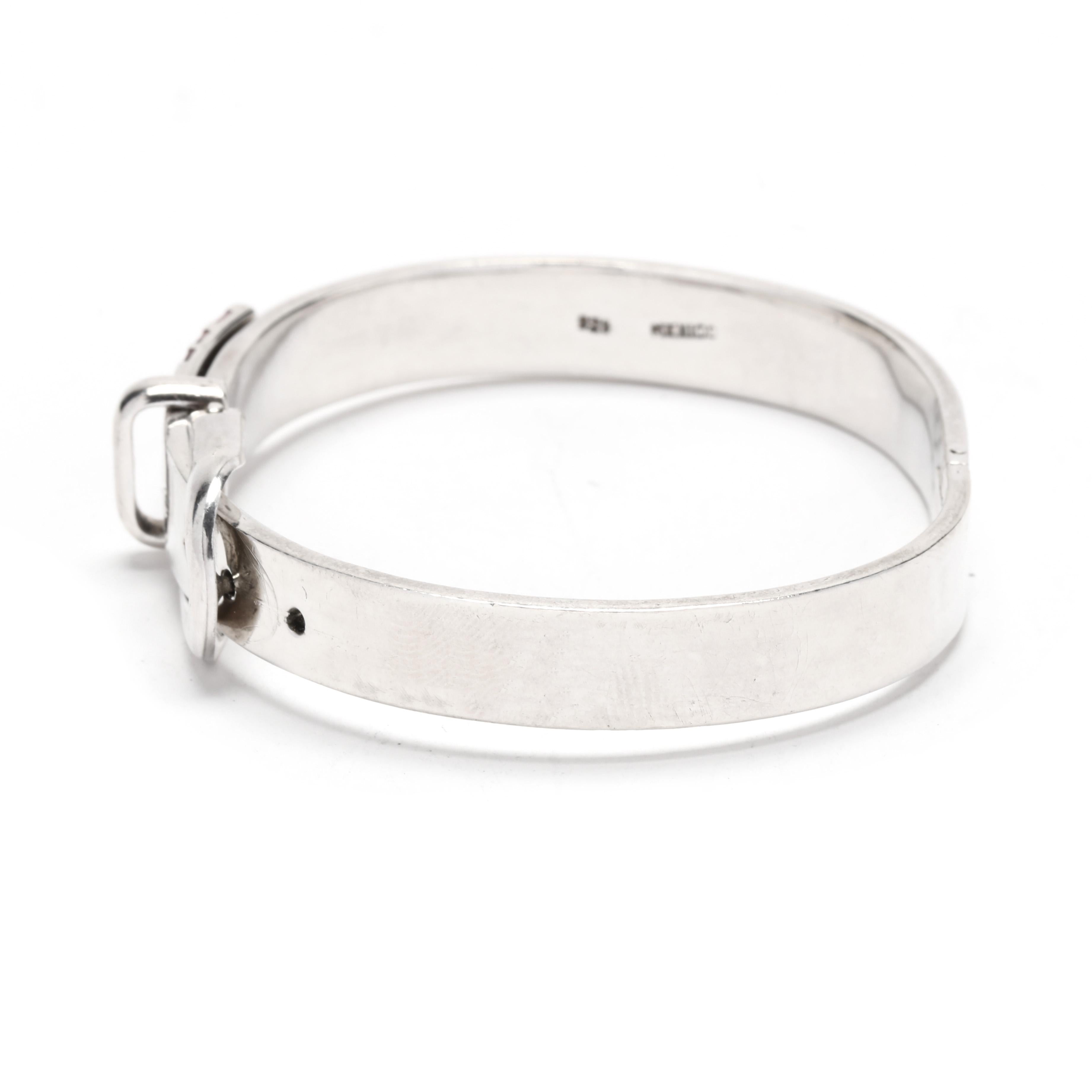 Armband mit Gürtelschnalle aus roter Emaille, Sterlingsilber, Länge 7,5 Zoll, einfache Schnalle für Damen oder Herren