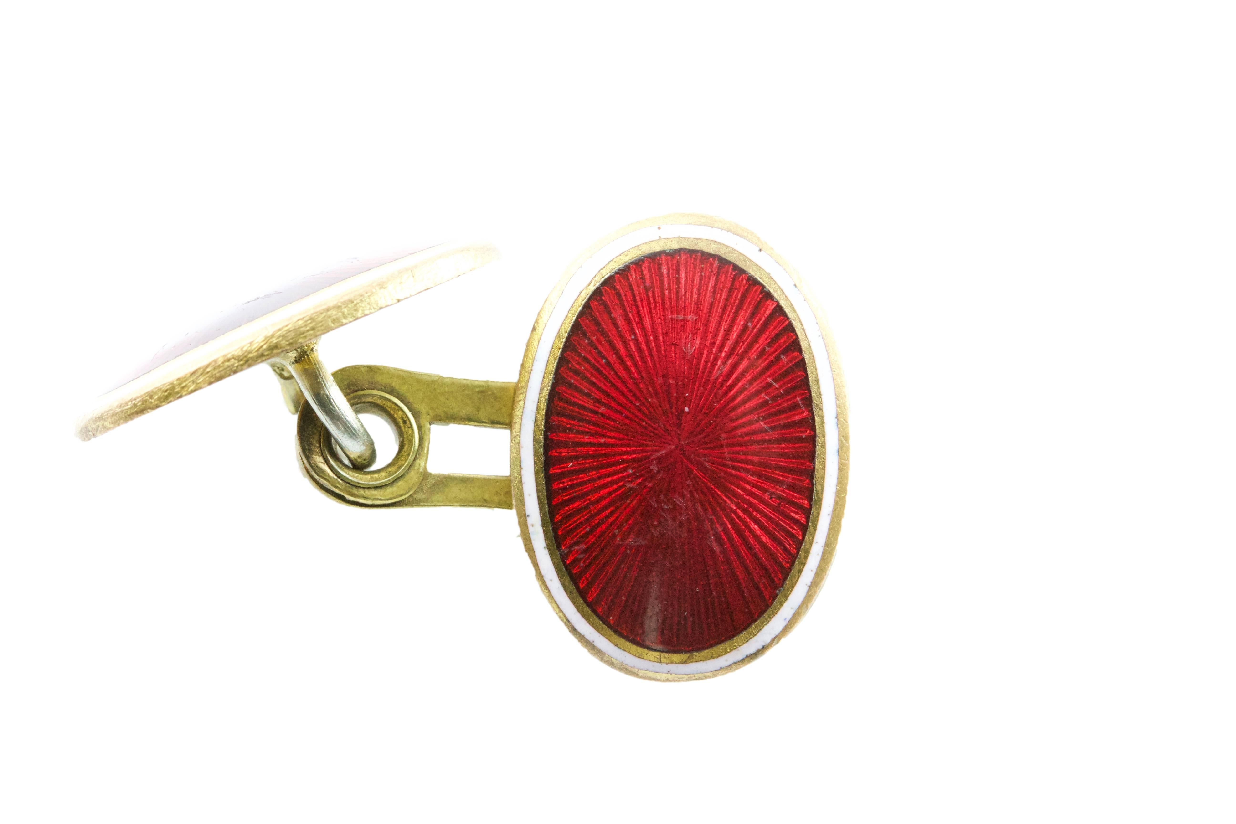 Art Deco Red Enamel Cufflinks