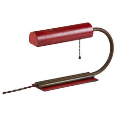 Vintage Red Enamel Desk Lamp in the Style of Gilbert Rohde