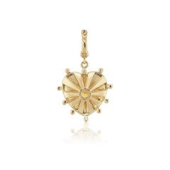 Red Enamel Heart pendant with Citrine and Brown Diamonds