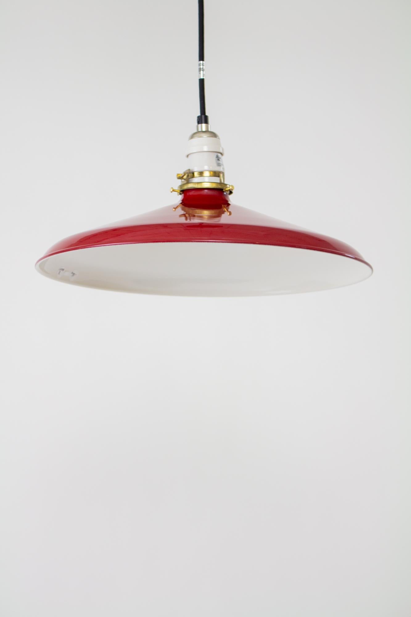 Contemporary Red Enamel Industrial Pendant For Sale