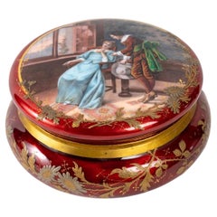 Antique Red Enamel Jewellery Box, Art Nouveau