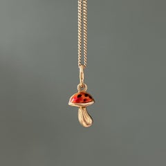 Vintage Toadstool Mushroom Enamel 14K Gold Charm Pendant