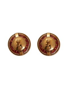 Red Enamel & Uncut Diamond Studs in 18kt Gold
