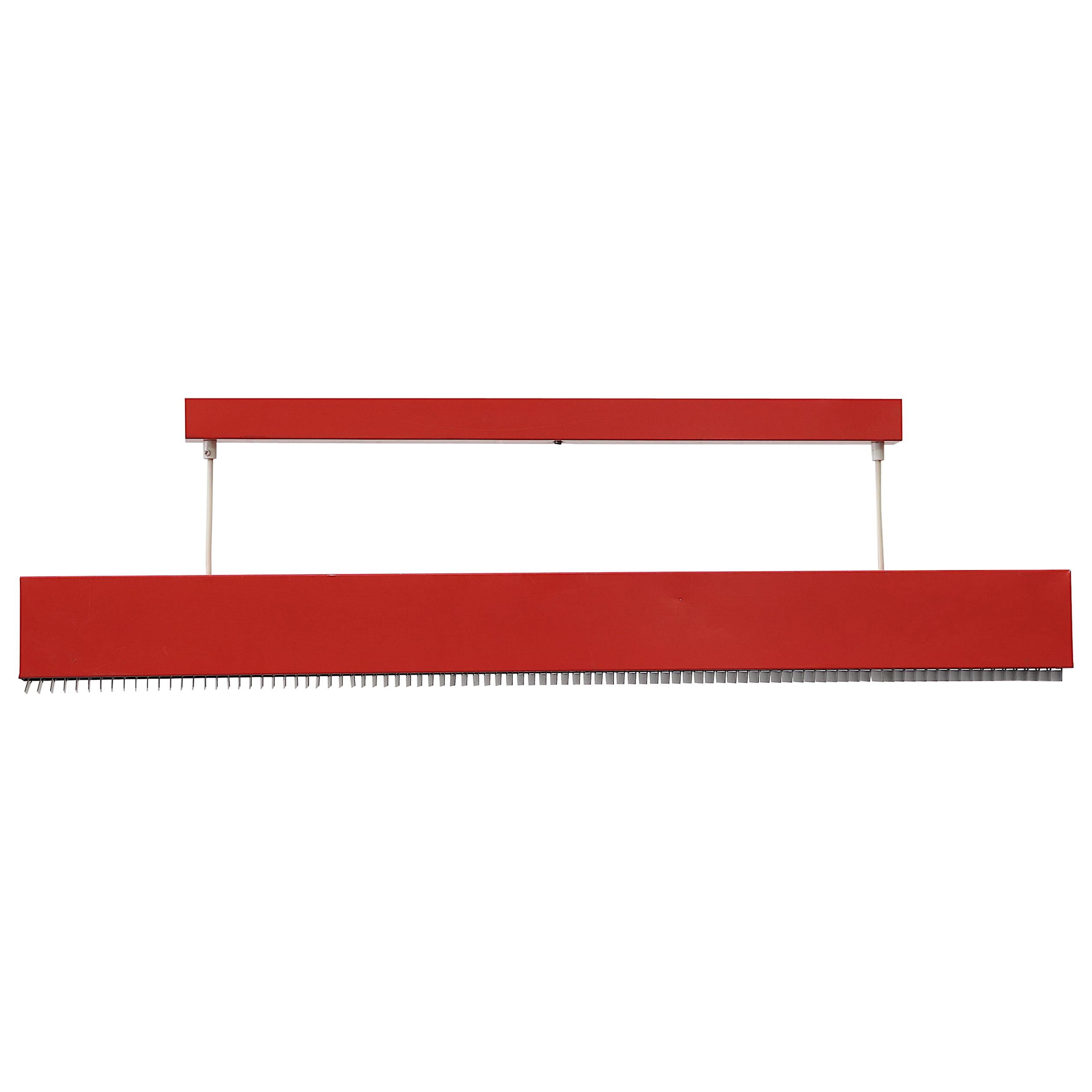 Red Enameled Metal Linear Fluorescent Work Light