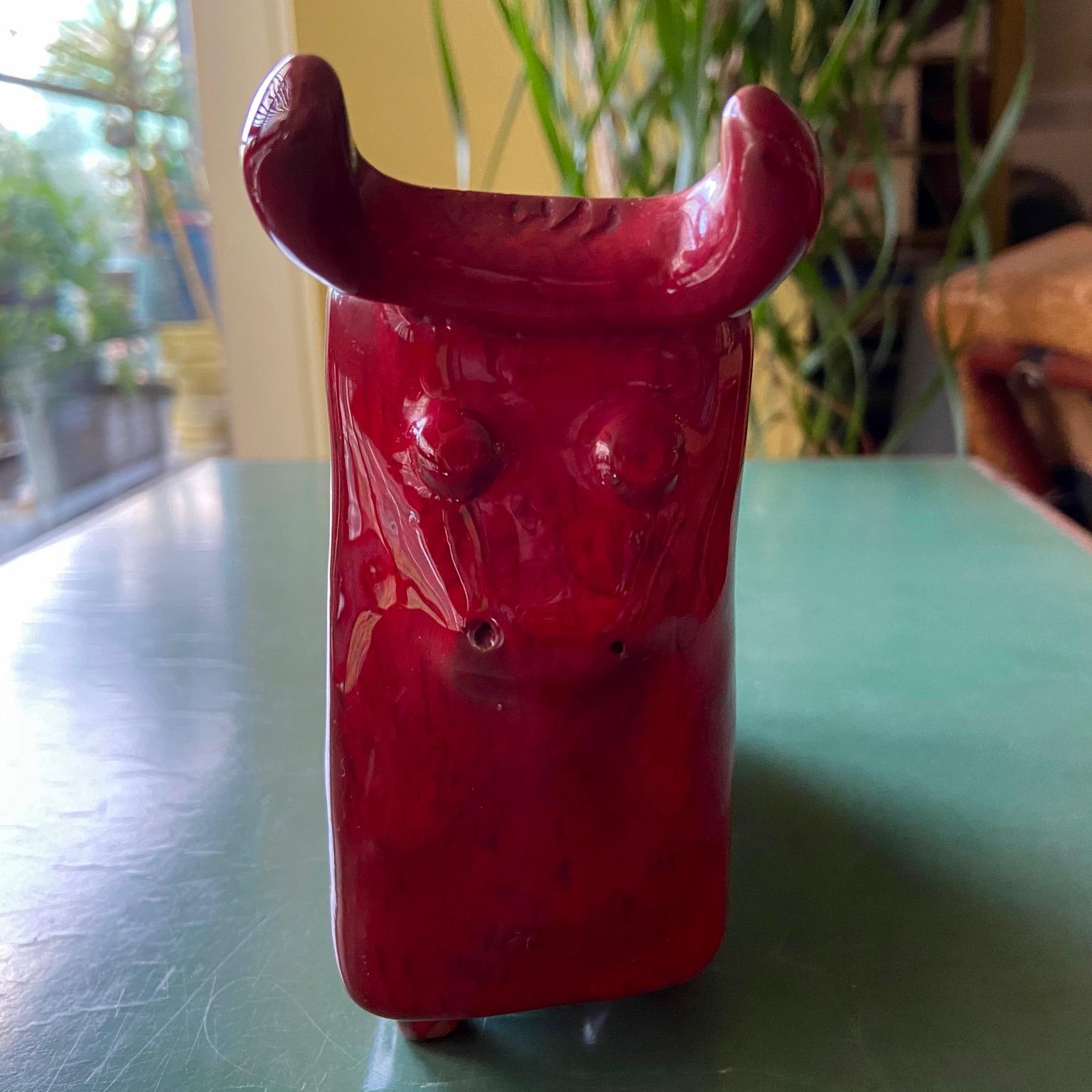 French Red Enameled Ceramic Vase 