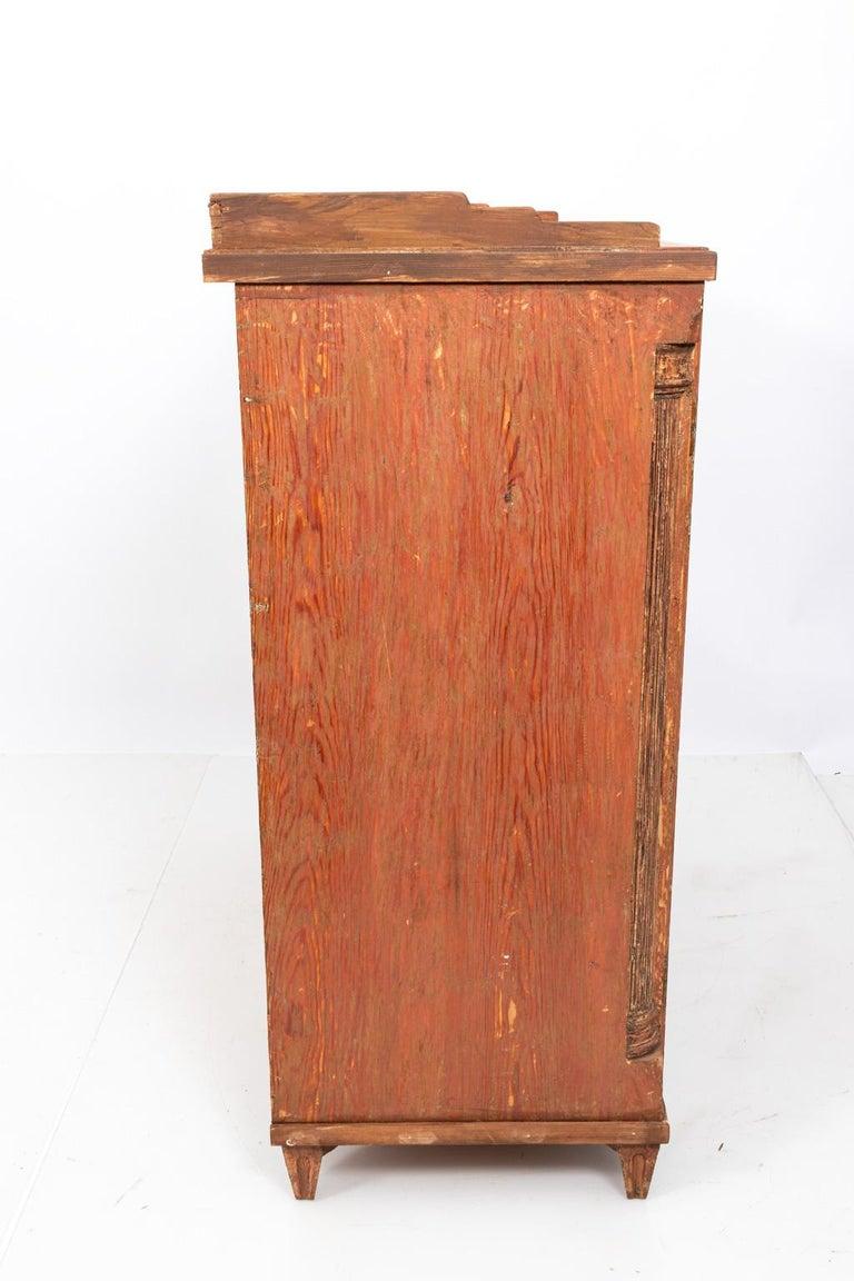 Hardwood Antique English Country Buffet Cabinet with Original Red Paint For Sale