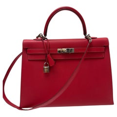 Red Epsom Sellier Kelly 35 Bag