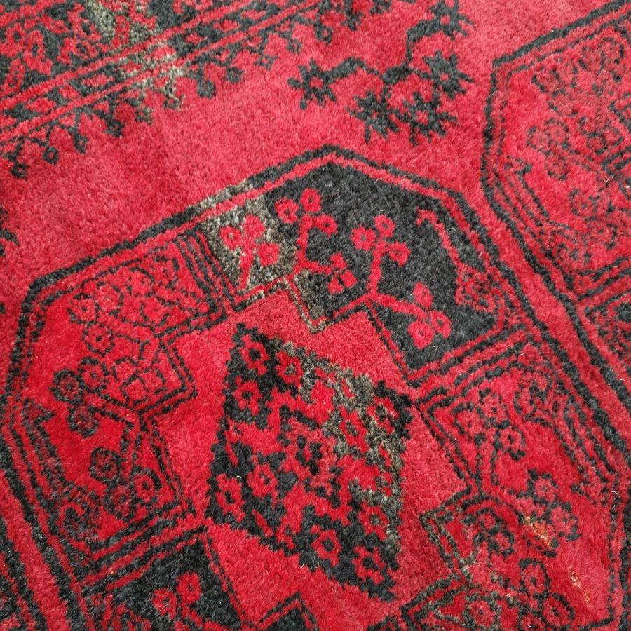 Red Ersari Rug Hallway Stairway Runner Vintage Bokhara Hand Knotted Semi Antique 3