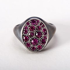 Red Euphrates Turtle Ruby Filigree Ring in Sterling Silver by Dilara Ensari