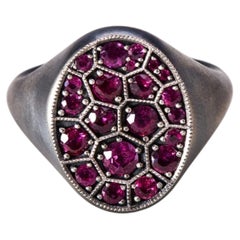 Red Euphrates Turtle Ruby Filigree Ring in Sterling Silver by Dilara Ensari