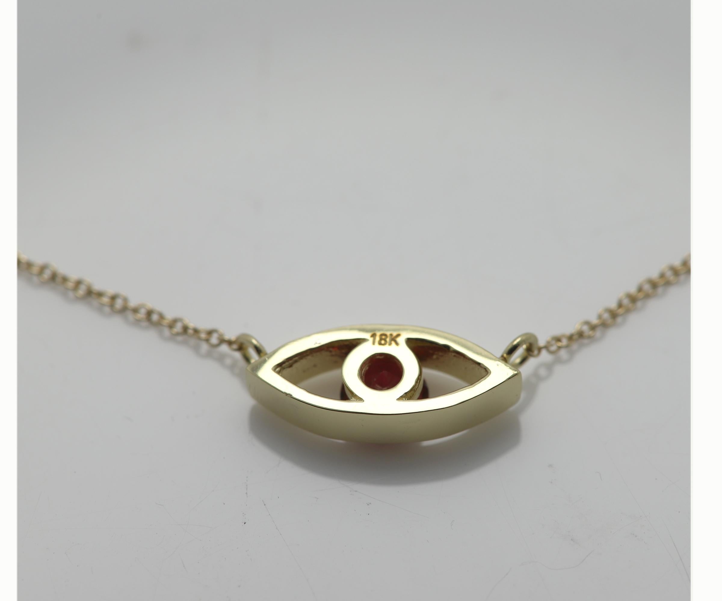 Colgante de Oro Amarillo de 18 Kilates con Rubelita Roja Mal de Ojo Buena Suerte Gema Roja en Nuevo estado para la venta en Brooklyn, NY