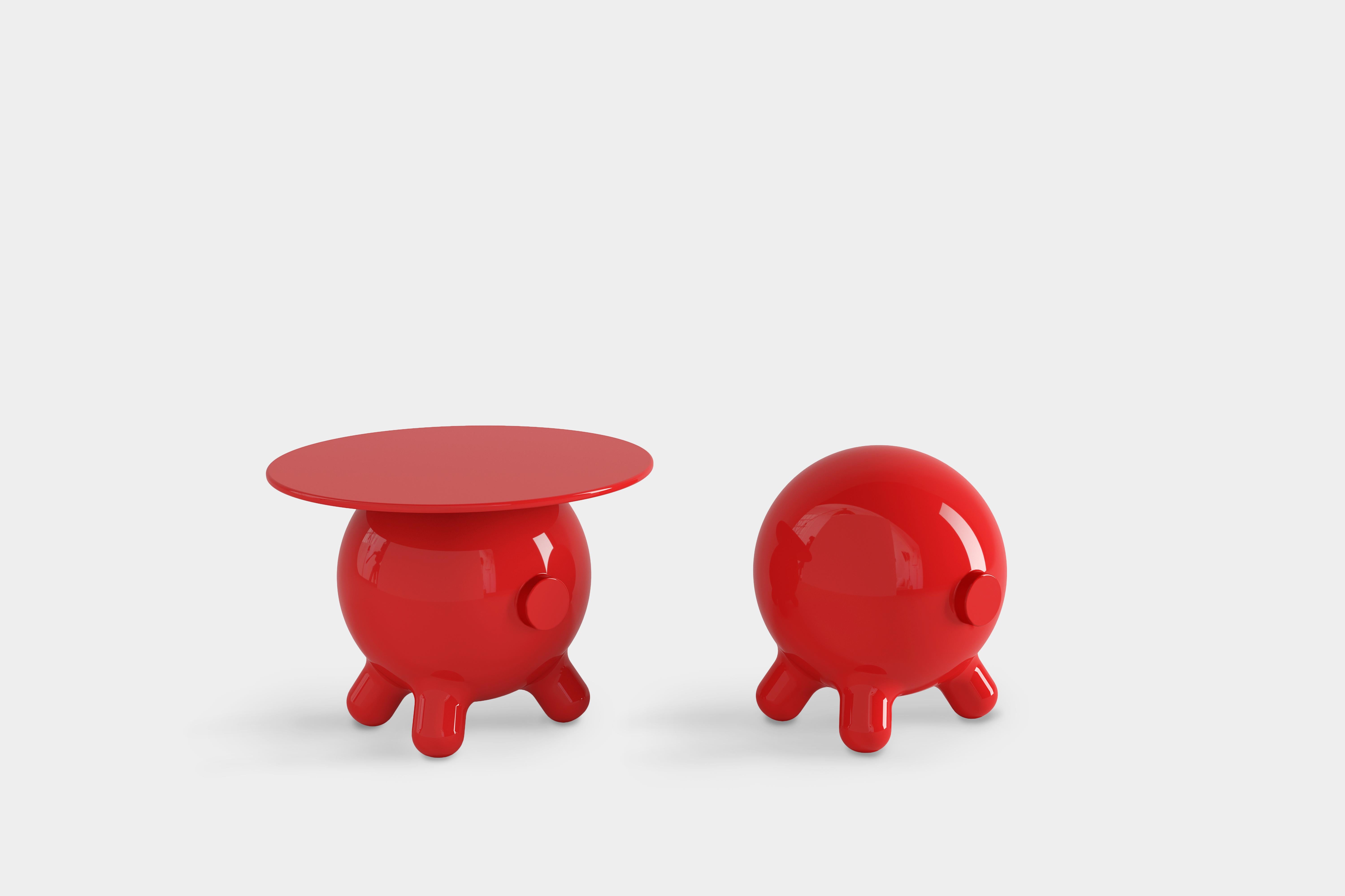 Pogo, Decorative Side Table, Nightstand, in Red by Joel Escalona im Zustand „Neu“ im Angebot in Estado de Mexico CP, Estado de Mexico