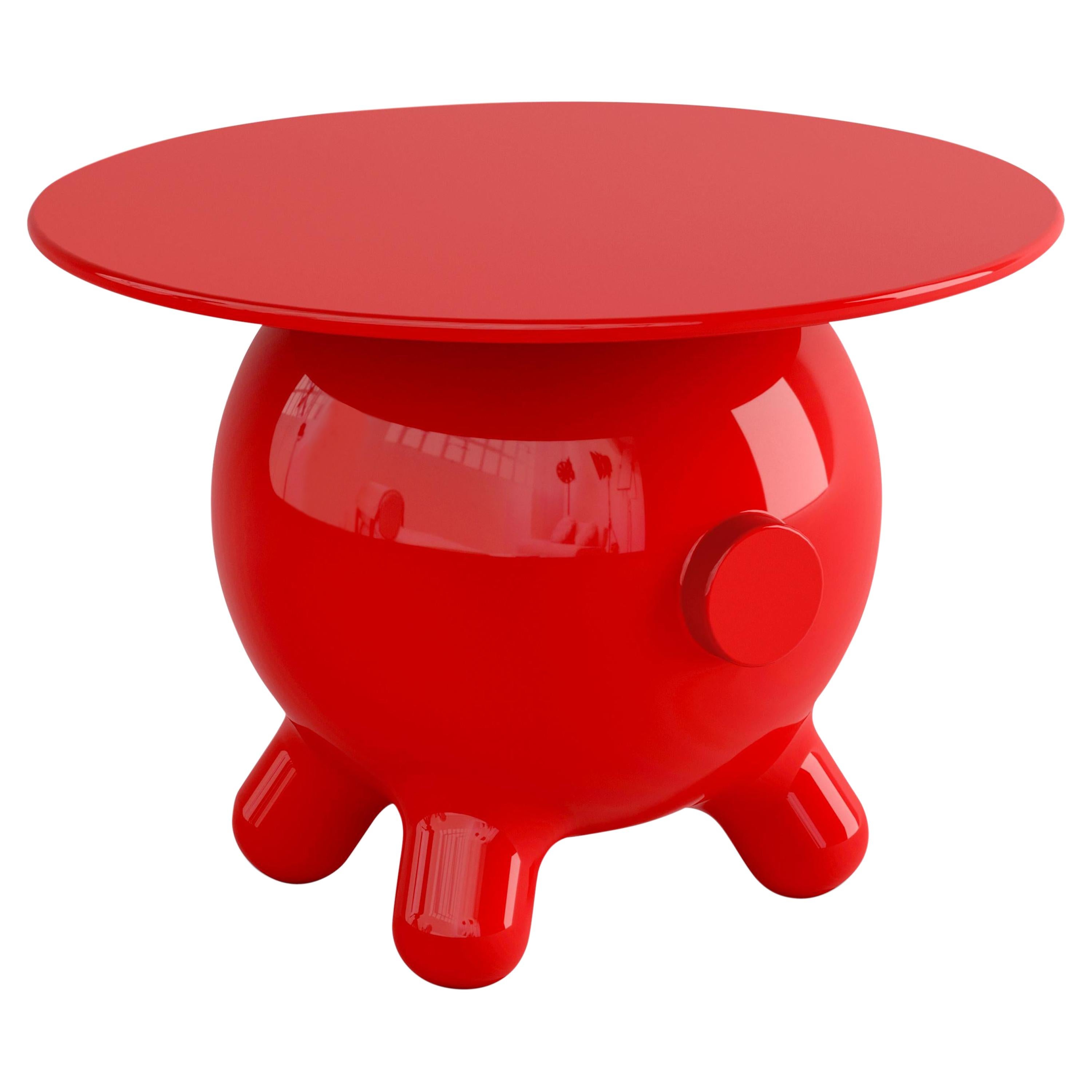 Pogo, dekorativer Beistelltisch, Nachttisch, in Rot, von Joel Escalona