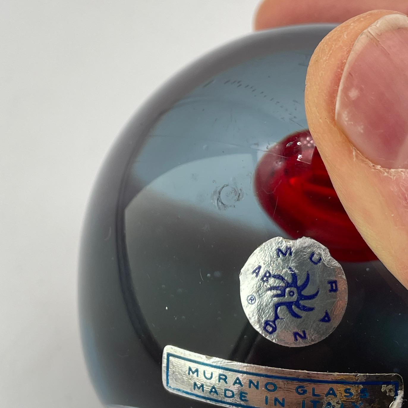 Occhio Rosso Orbo Cendese AB Murano Fermacarte Scultura Iris Occhio di metà secolo in vendita 2