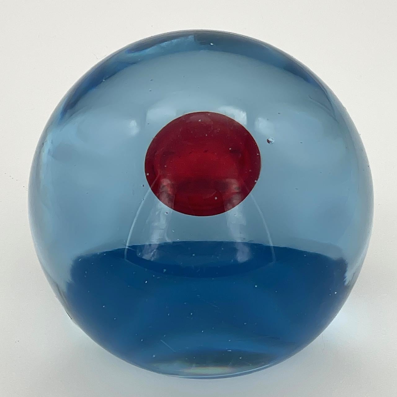 Occhio Rosso Orbo Cendese AB Murano Fermacarte Scultura Iris Occhio di metà secolo in vendita 6