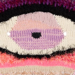 "Red Eyes" Pair Handcrafted Knit/Crochet Multicoloured Wall Hanging