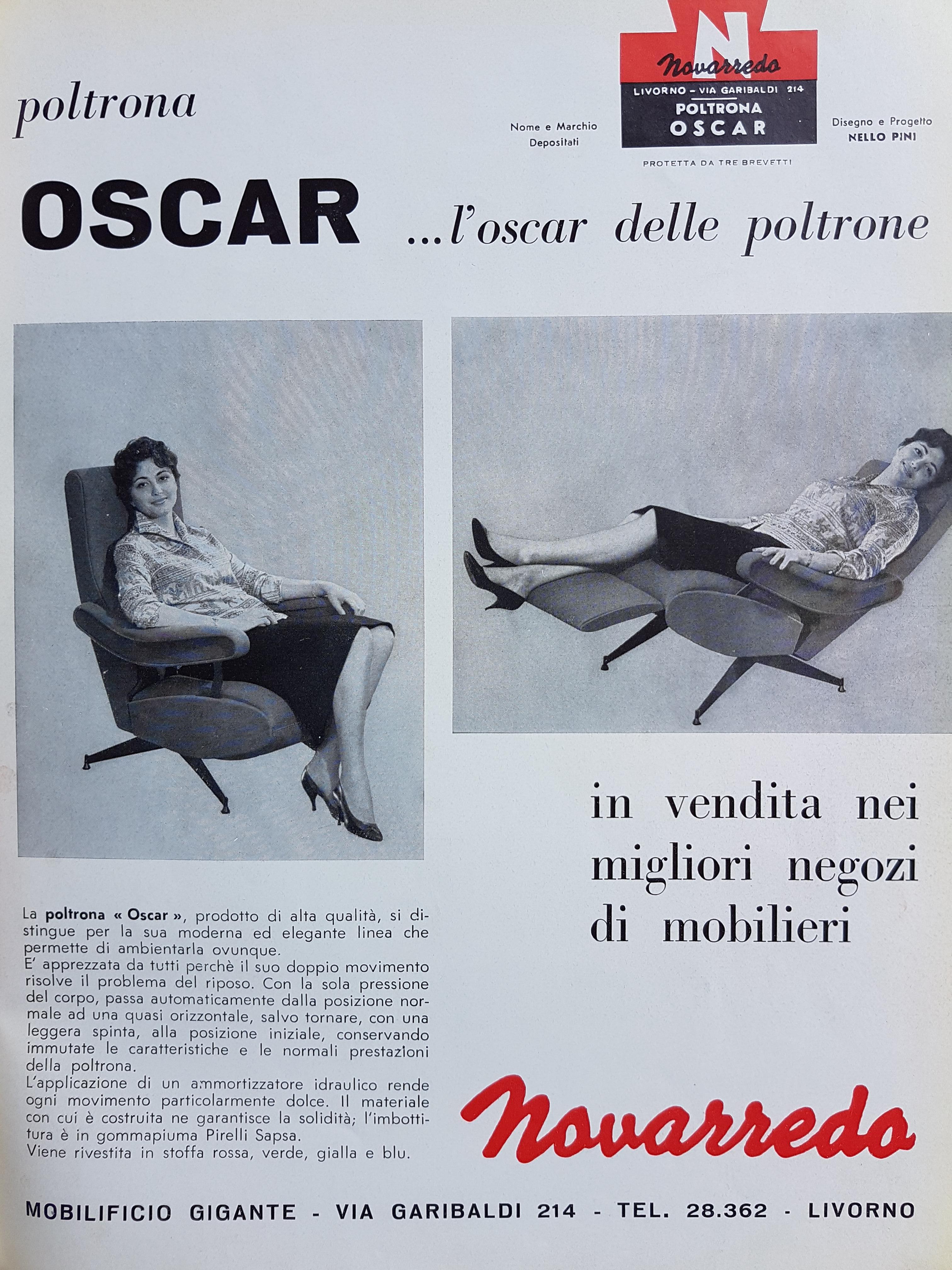 Red Fabric & Black Metal Reclining Armchair Oscar by N. Pini for Novarredo, 1959 For Sale 8