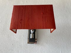 Aplique de pared regulable, tela roja y cuerpo metálico cromado, años 60, Alemania