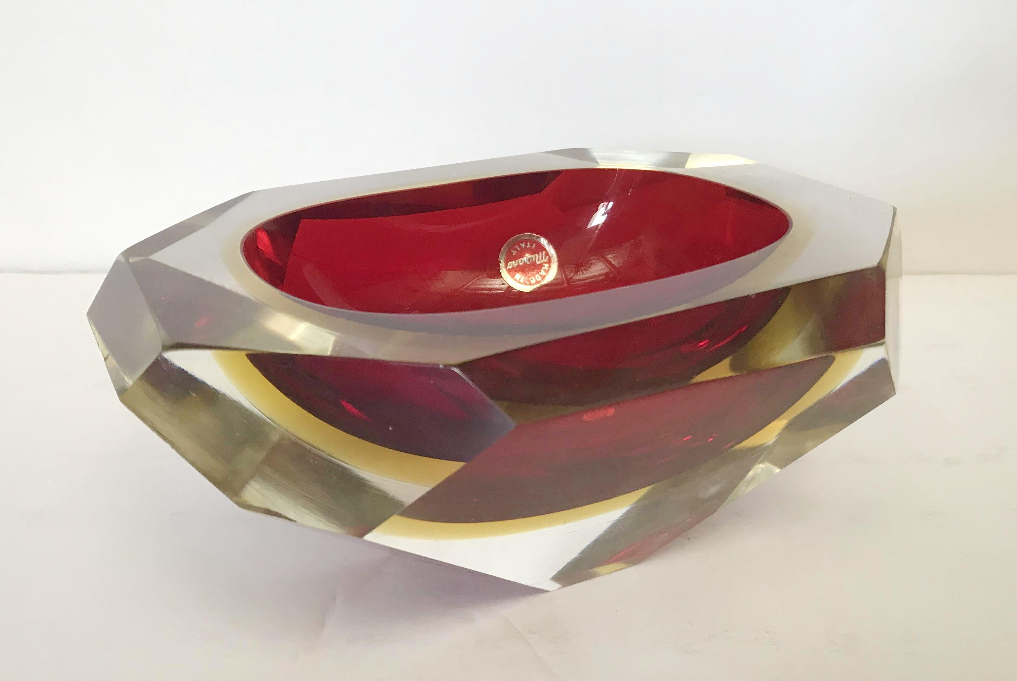 Italian Red Faceted Sommerso Bowl by Mandruzzato FINAL CLEARANCE SALE