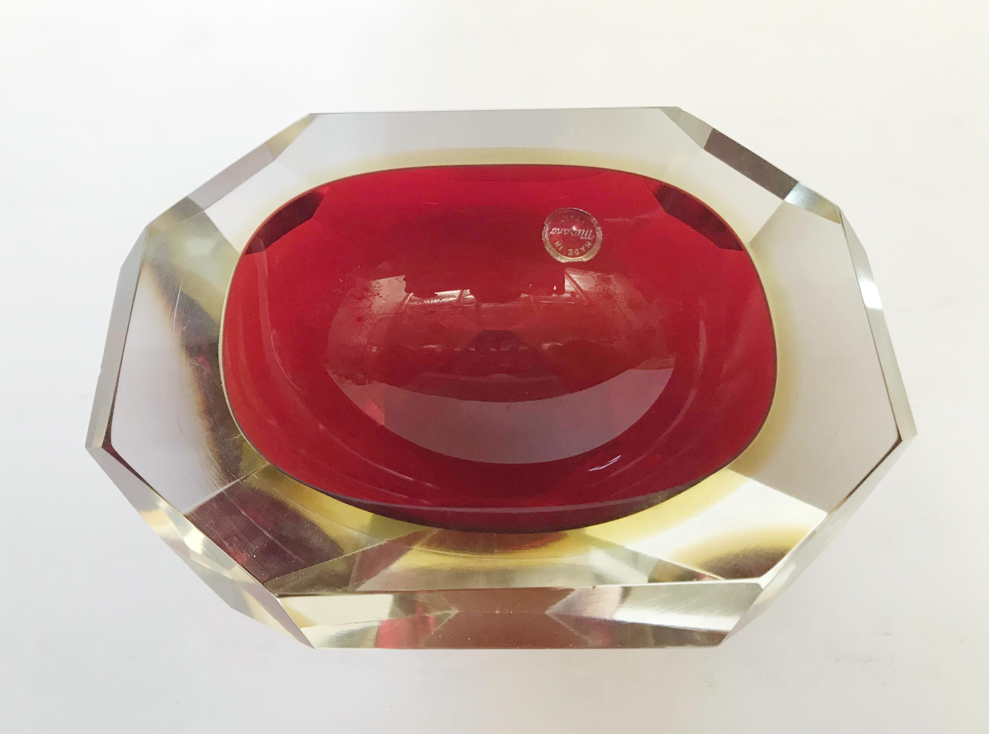 20th Century Red Faceted Sommerso Bowl by Mandruzzato FINAL CLEARANCE SALE