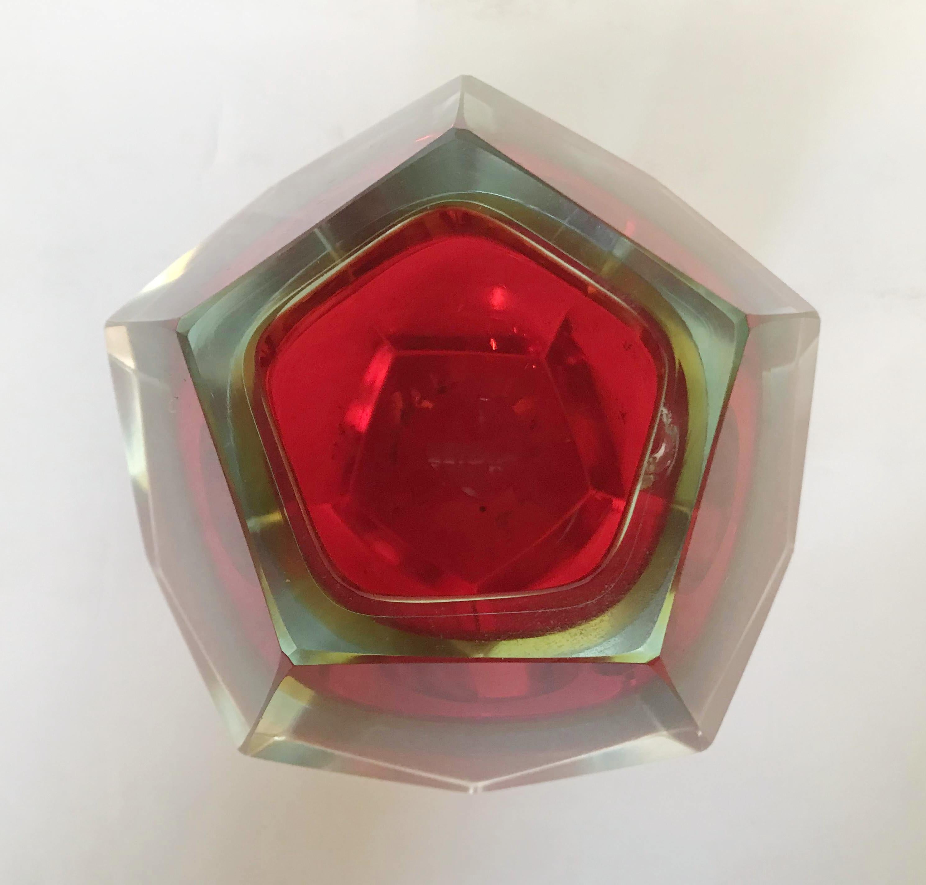 20th Century Red Faceted Sommerso Bowl by Mandruzzato FINAL CLEARANCE SALE