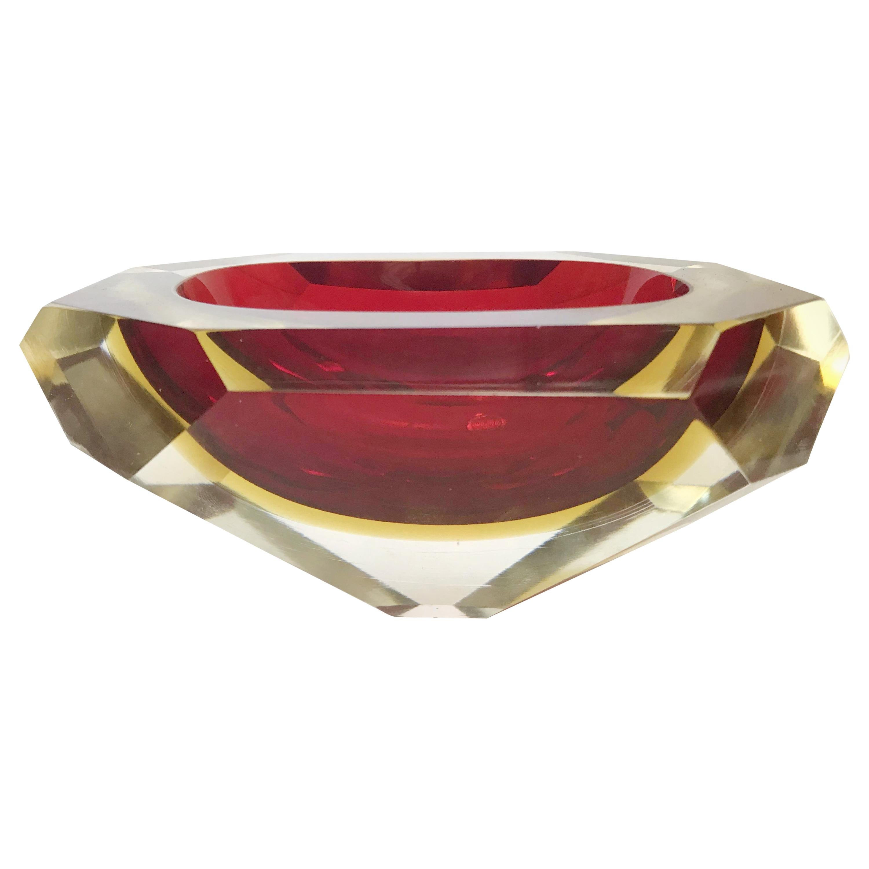 Red Faceted Sommerso Bowl by Mandruzzato FINAL CLEARANCE SALE