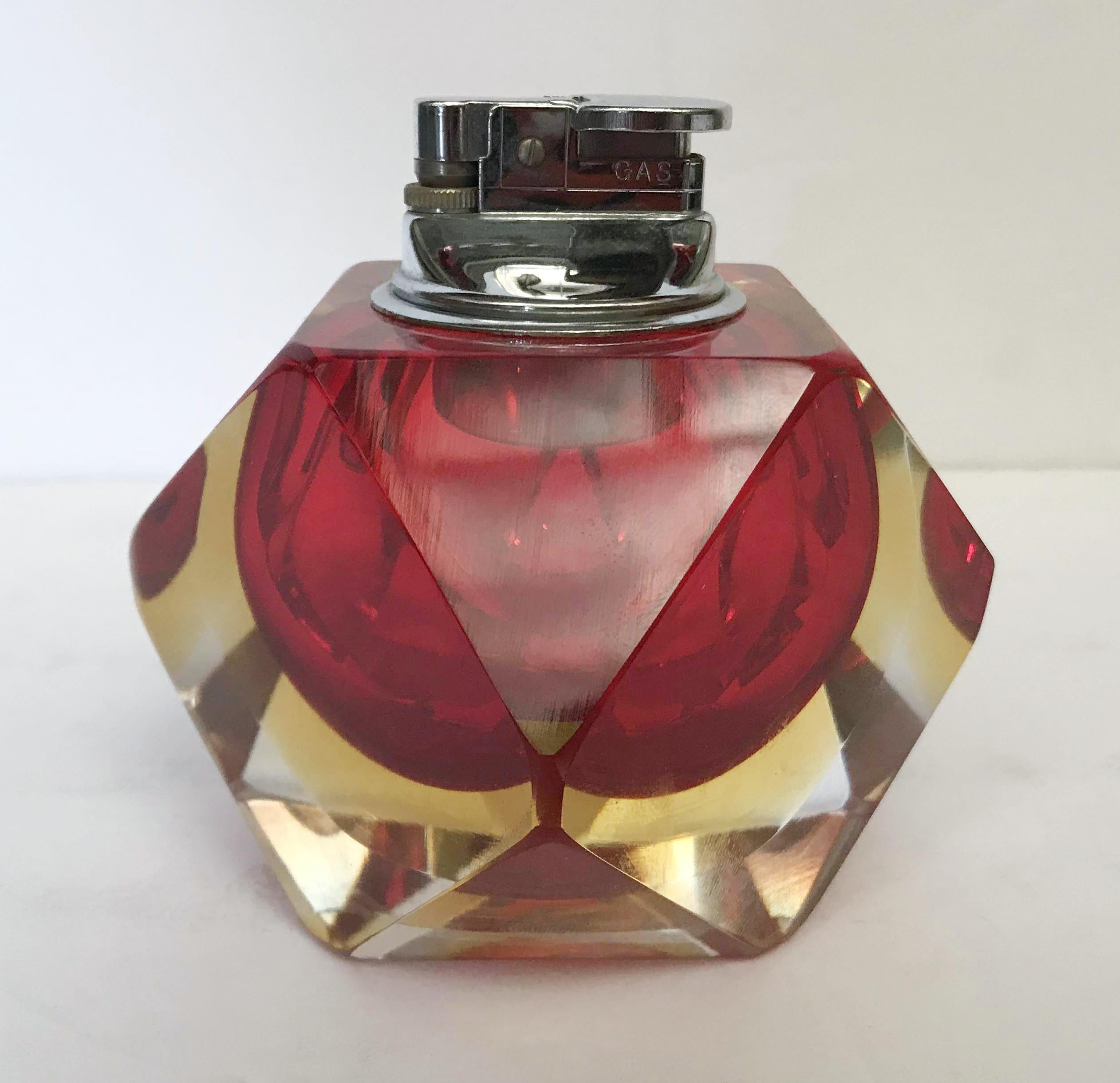 Mid-Century Modern Red Faceted Sommerso Lighter by Mandruzzato FINAL CLEARANCE SALE