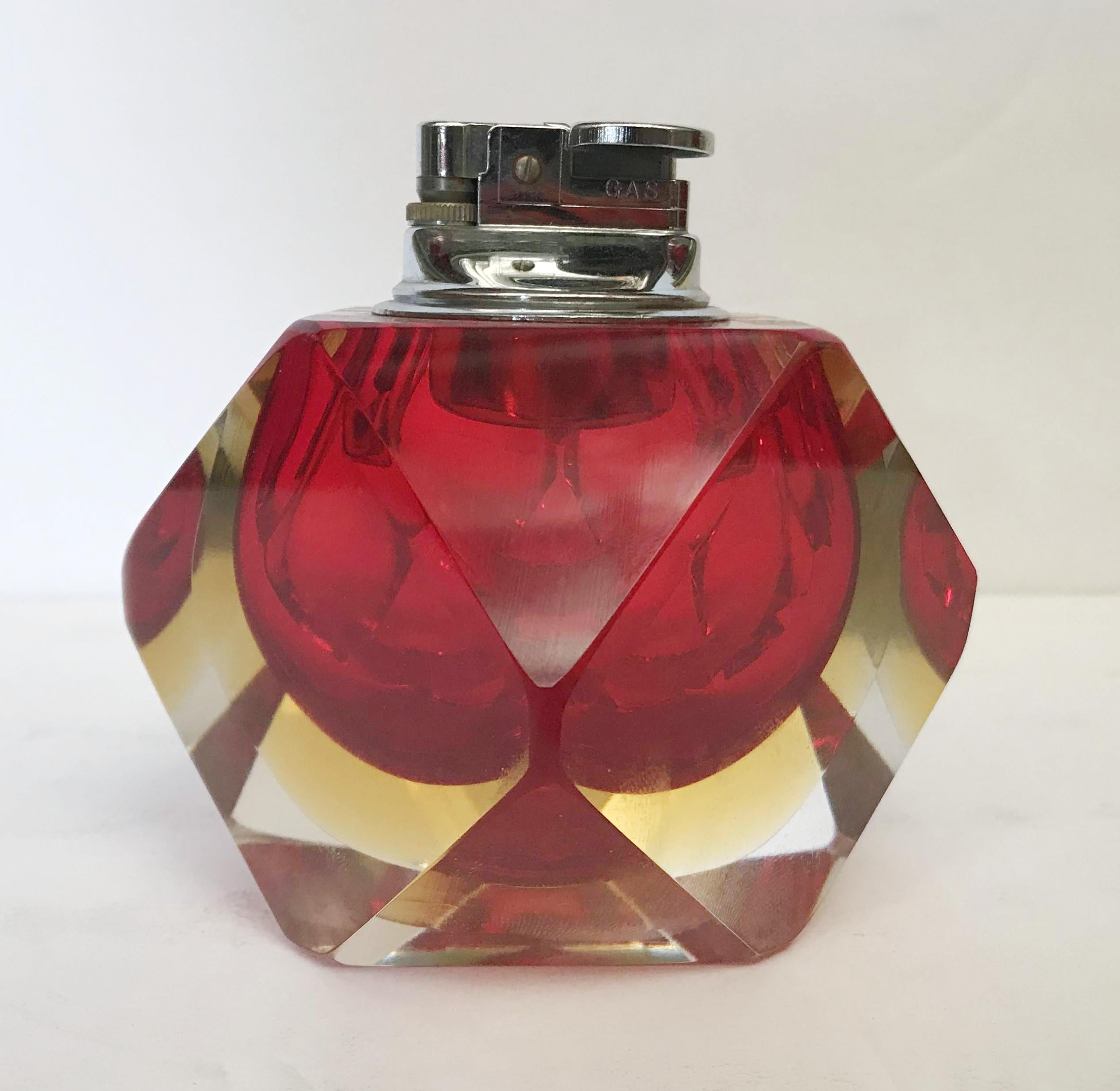 Italian Red Faceted Sommerso Lighter by Mandruzzato FINAL CLEARANCE SALE