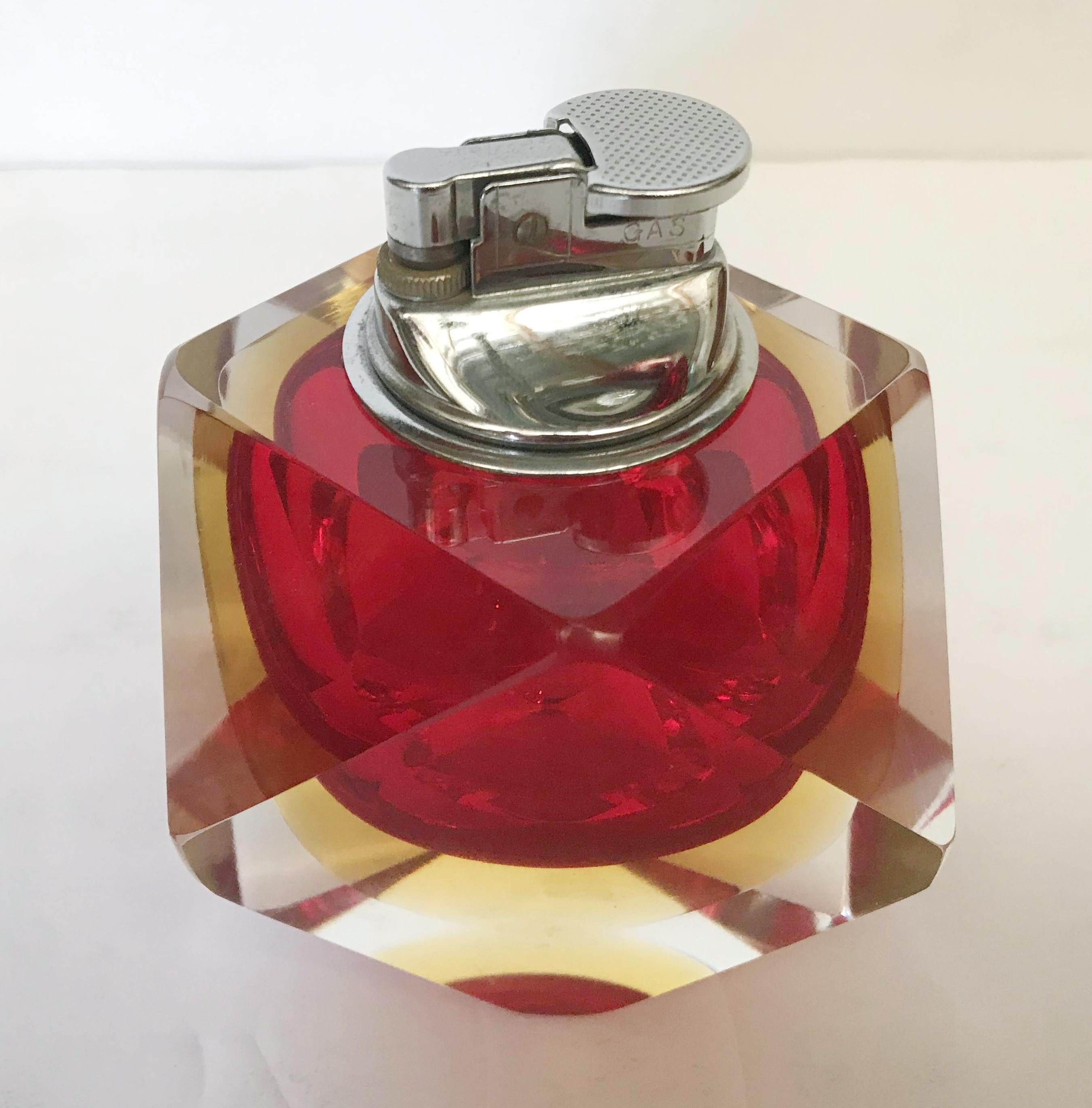 Red Faceted Sommerso Lighter by Mandruzzato FINAL CLEARANCE SALE In Good Condition In Los Angeles, CA