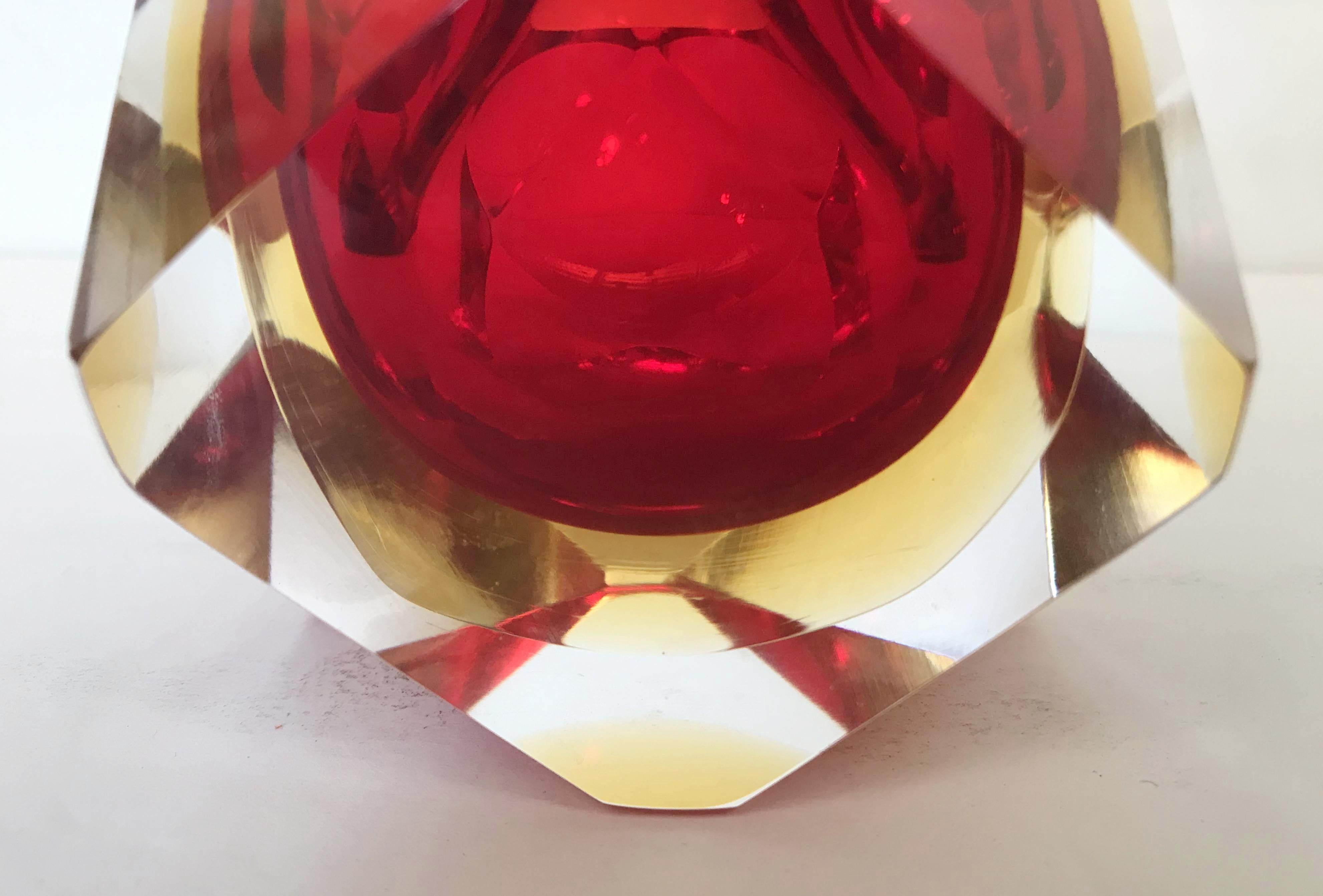 Murano Glass Red Faceted Sommerso Lighter by Mandruzzato FINAL CLEARANCE SALE