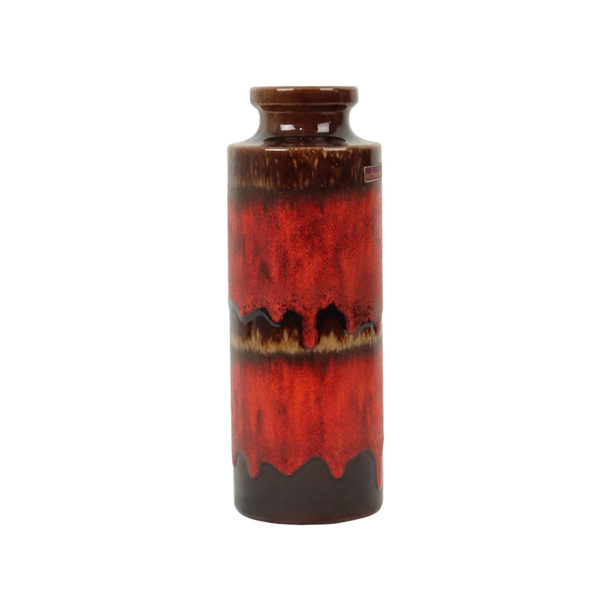Smaltato Vaso di lava rossa Scheurich Germania Ovest Ceramica 203-26 in vendita