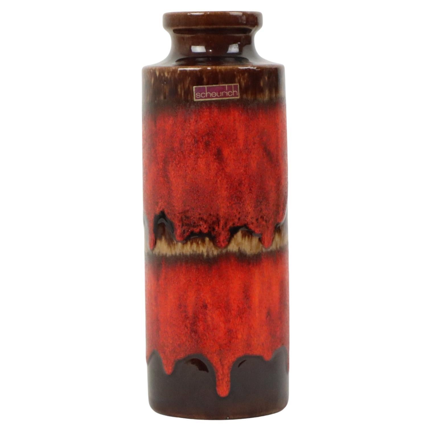 Rote Fat Lava-Vase Scheurich Westdeutschland Keramik 203-26