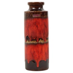 Rote Fat Lava-Vase Scheurich Westdeutschland Keramik 203-26