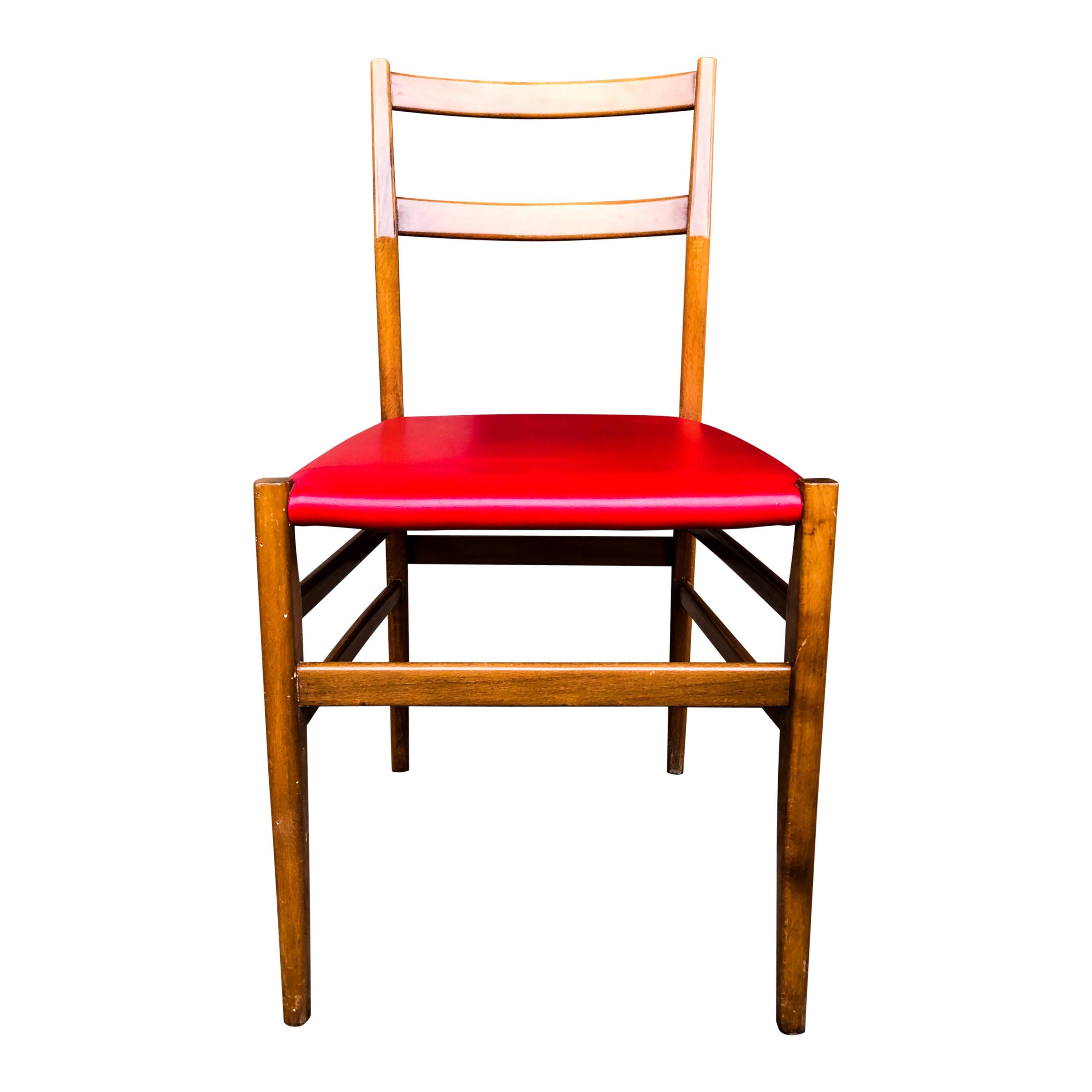 Red Faux Leather Leggera Dining Chairs by Gio Ponti for Cassina, 1960s, Set of 6 For Sale 8