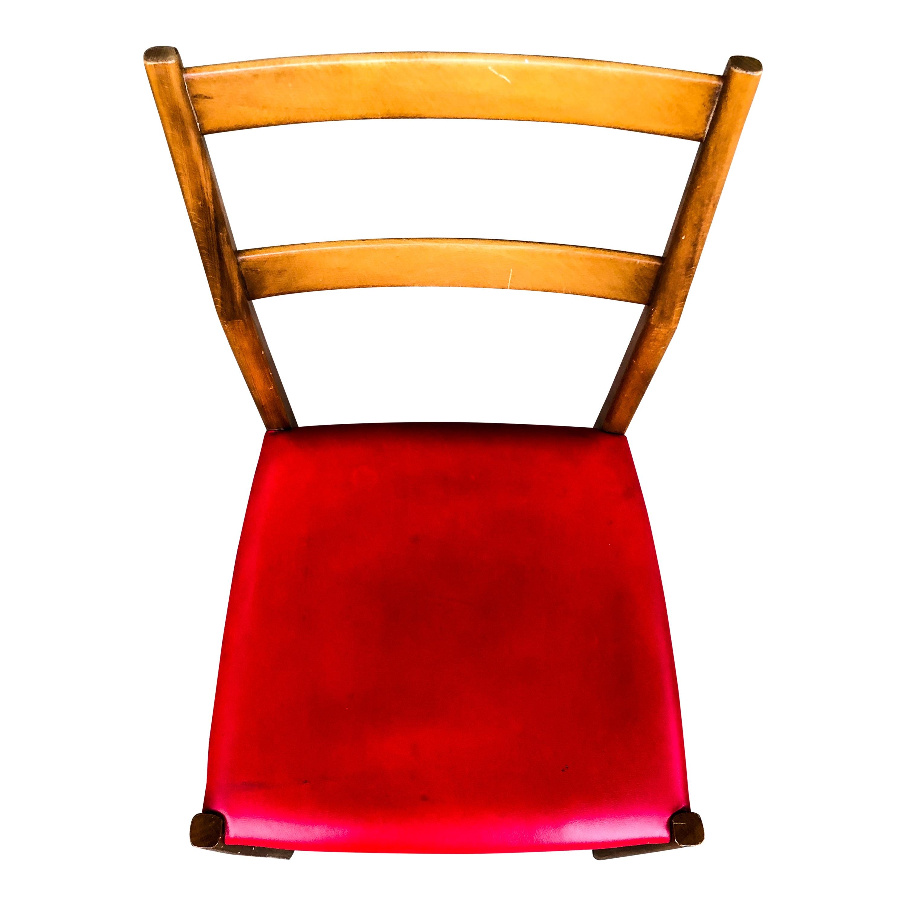 Red Faux Leather Leggera Dining Chairs by Gio Ponti for Cassina, 1960s, Set of 6 For Sale 10