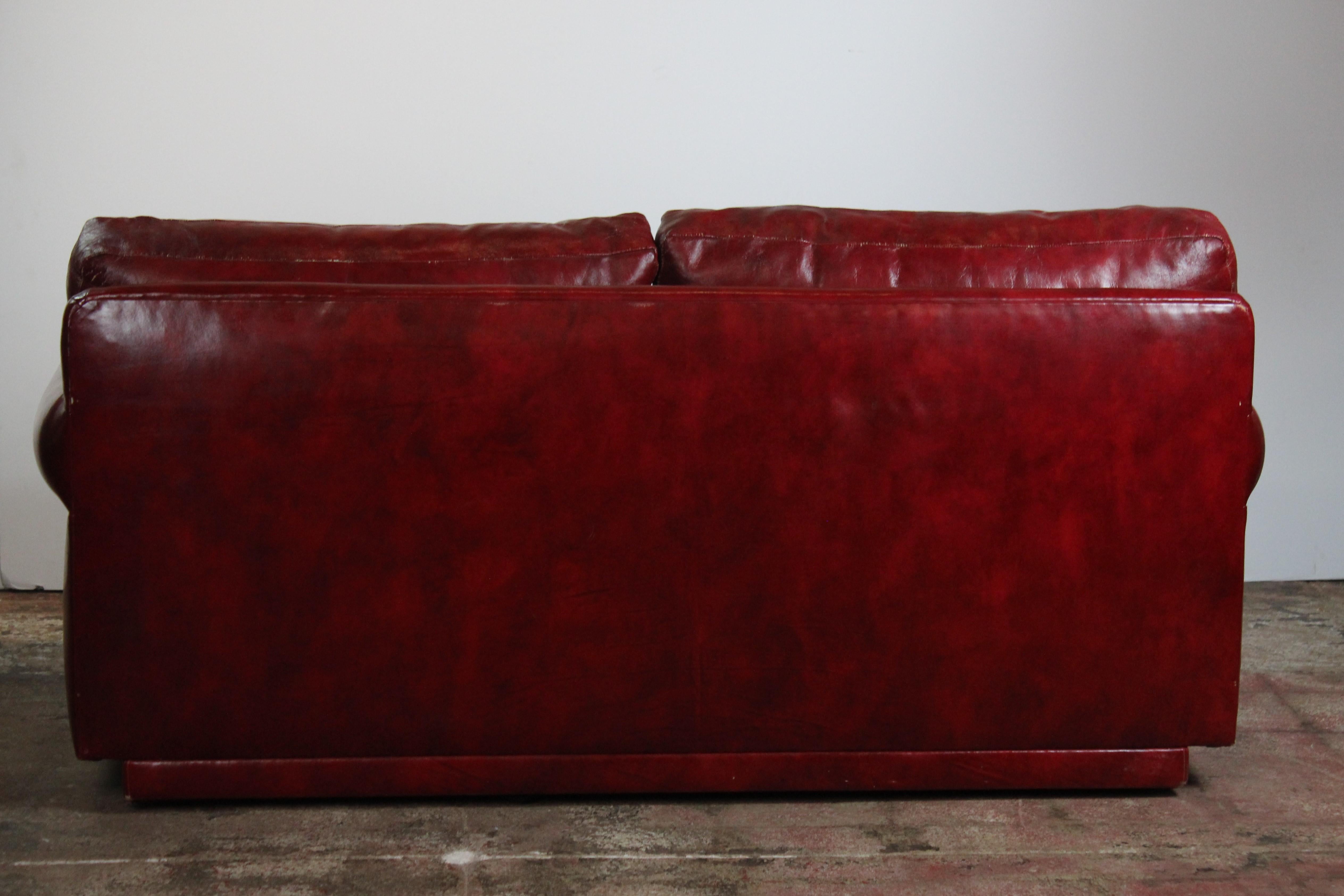 Late 20th Century Red Faux-Leather Loveseat