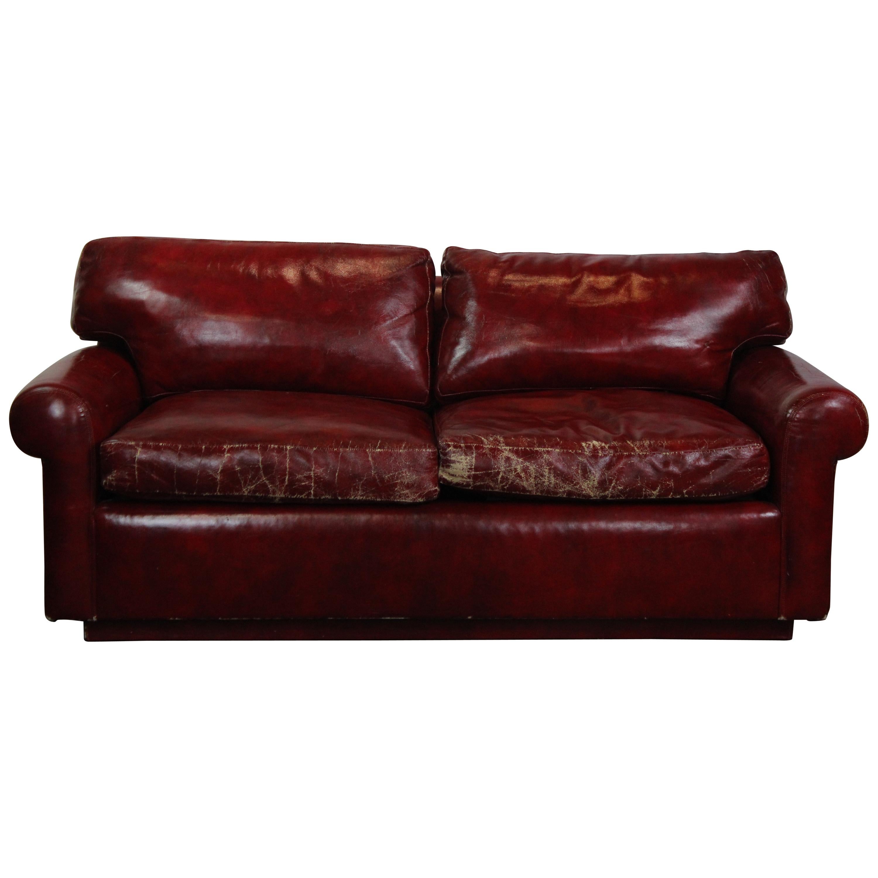 Red Faux-Leather Loveseat