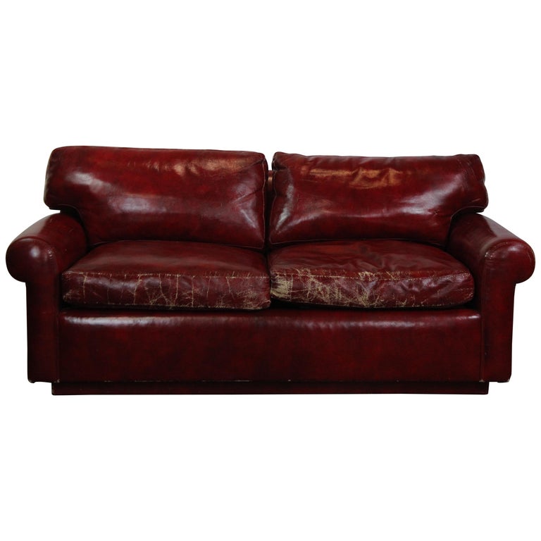 Red FauxLeather Loveseat at 1stDibs