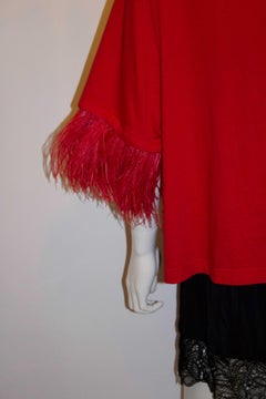 Red Feather Trim Top by No 21.