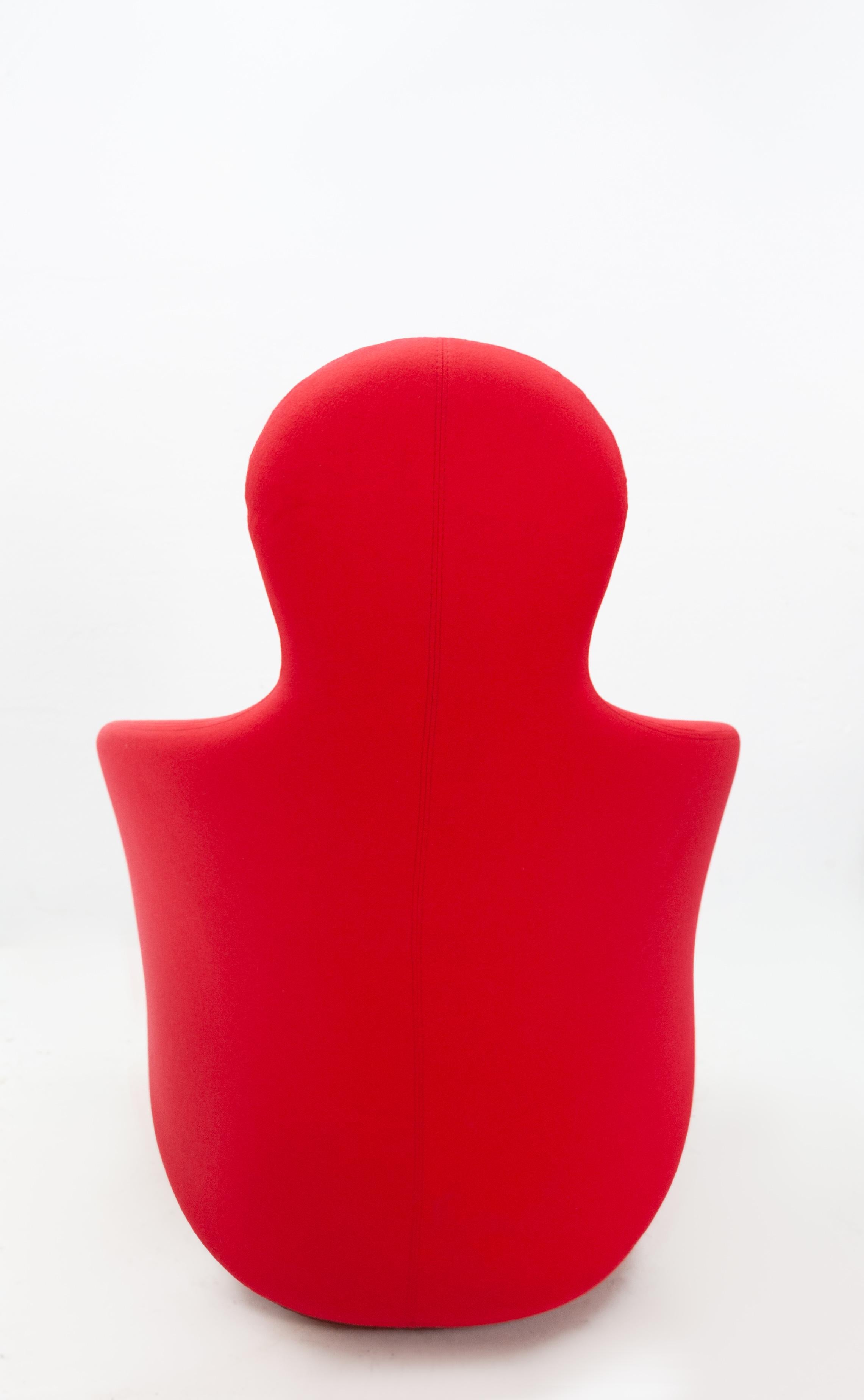 Modern Red Felt Barbamama Accent Chair